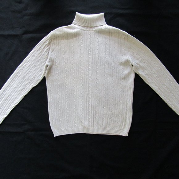 Karen Scott Women’s Cotton Long Sleeves Cable Turtleneck Lt Gray Sweater size M - Picture 6 of 6
